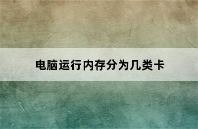 电脑运行内存分为几类卡