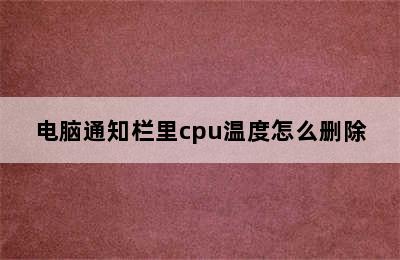 电脑通知栏里cpu温度怎么删除