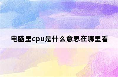 电脑里cpu是什么意思在哪里看