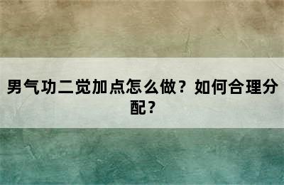 男气功二觉加点怎么做？如何合理分配？