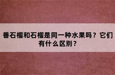 番石榴和石榴是同一种水果吗？它们有什么区别？