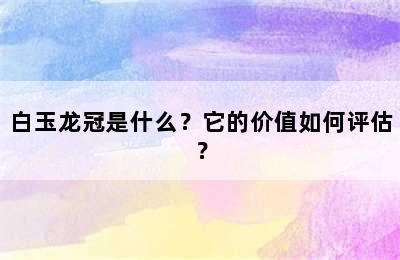 白玉龙冠是什么？它的价值如何评估？