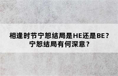 相逢时节宁恕结局是HE还是BE？宁恕结局有何深意？