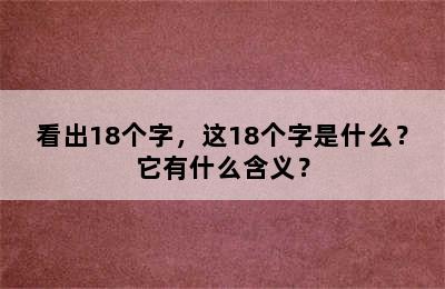 看出18个字，这18个字是什么？它有什么含义？