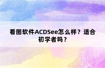 看图软件ACDSee怎么样？适合初学者吗？