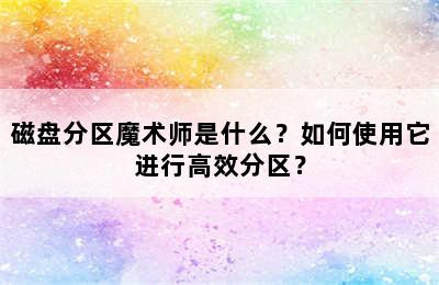 磁盘分区魔术师是什么？如何使用它进行高效分区？