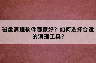 磁盘清理软件哪家好？如何选择合适的清理工具？