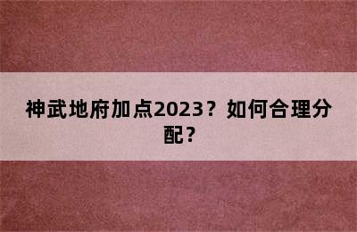 神武地府加点2023？如何合理分配？