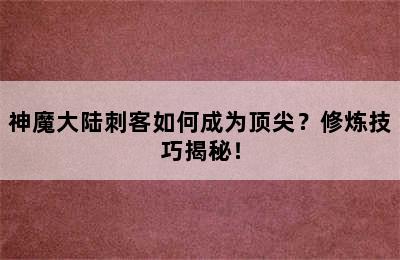 神魔大陆刺客如何成为顶尖？修炼技巧揭秘！