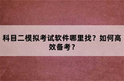 科目二模拟考试软件哪里找？如何高效备考？