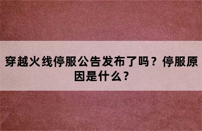 穿越火线停服公告发布了吗？停服原因是什么？