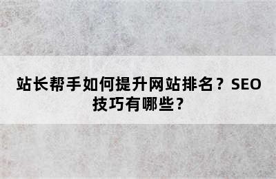 站长帮手如何提升网站排名？SEO技巧有哪些？