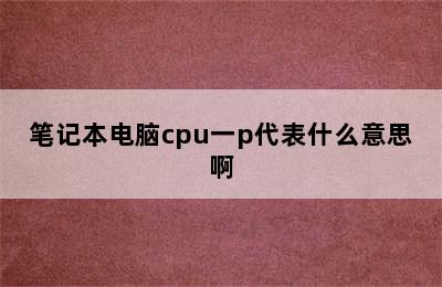 笔记本电脑cpu一p代表什么意思啊