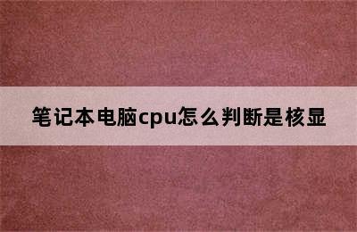 笔记本电脑cpu怎么判断是核显