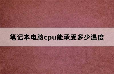 笔记本电脑cpu能承受多少温度