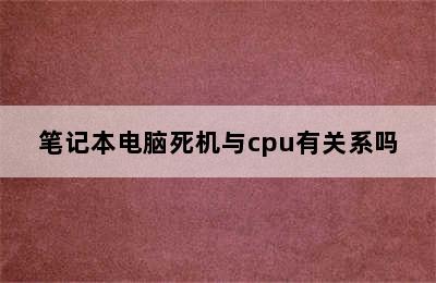 笔记本电脑死机与cpu有关系吗