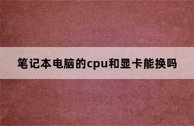 笔记本电脑的cpu和显卡能换吗