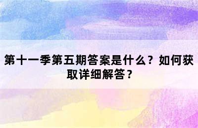 第十一季第五期答案是什么？如何获取详细解答？