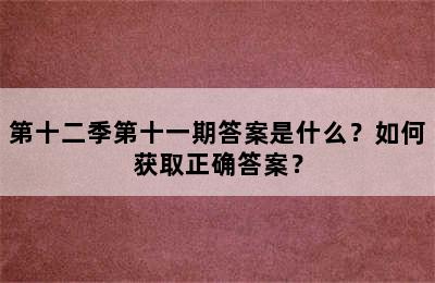 第十二季第十一期答案是什么？如何获取正确答案？