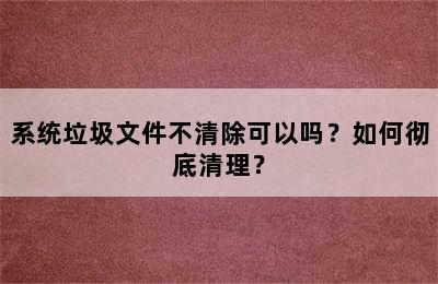 系统垃圾文件不清除可以吗？如何彻底清理？