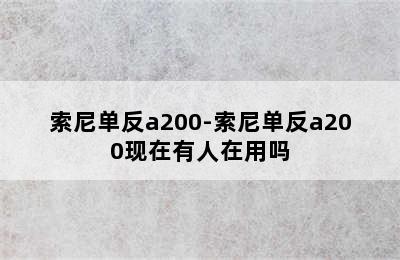 索尼单反a200-索尼单反a200现在有人在用吗