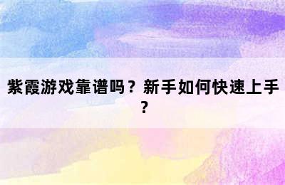 紫霞游戏靠谱吗？新手如何快速上手？