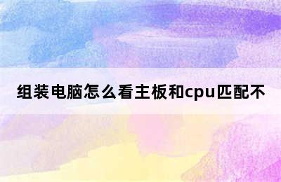 组装电脑怎么看主板和cpu匹配不