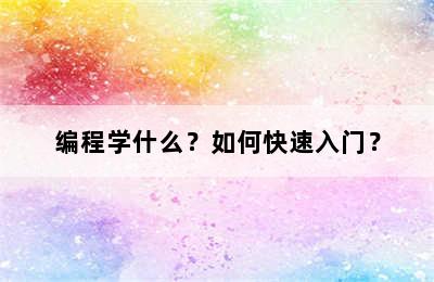 编程学什么？如何快速入门？