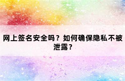 网上签名安全吗？如何确保隐私不被泄露？