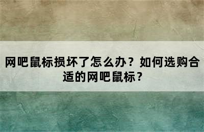 网吧鼠标损坏了怎么办？如何选购合适的网吧鼠标？