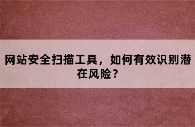 网站安全扫描工具，如何有效识别潜在风险？