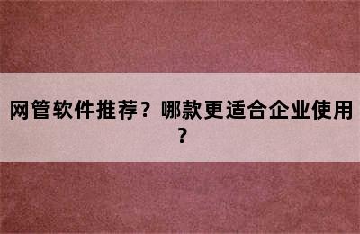 网管软件推荐？哪款更适合企业使用？