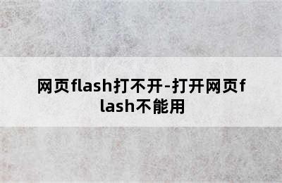 网页flash打不开-打开网页flash不能用