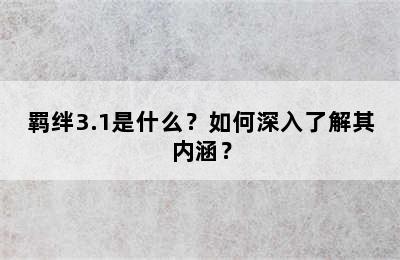 羁绊3.1是什么？如何深入了解其内涵？