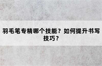 羽毛笔专精哪个技能？如何提升书写技巧？