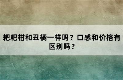 耙耙柑和丑橘一样吗？口感和价格有区别吗？