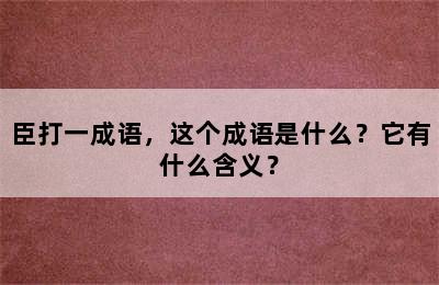 臣打一成语，这个成语是什么？它有什么含义？