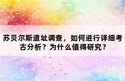 苏贝尔斯遗址调查，如何进行详细考古分析？为什么值得研究？