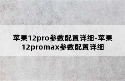 苹果12pro参数配置详细-苹果12promax参数配置详细