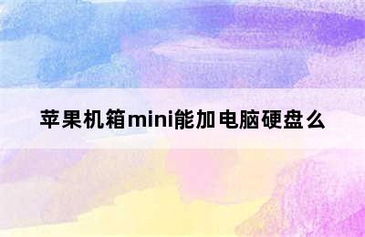 苹果机箱mini能加电脑硬盘么