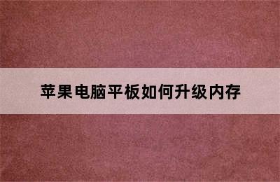 苹果电脑平板如何升级内存