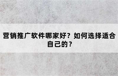 营销推广软件哪家好？如何选择适合自己的？