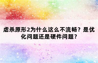 虐杀原形2为什么这么不流畅？是优化问题还是硬件问题？