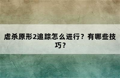 虐杀原形2追踪怎么进行？有哪些技巧？