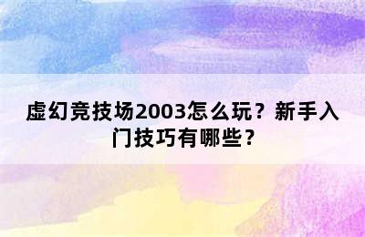 虚幻竞技场2003怎么玩？新手入门技巧有哪些？