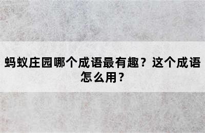 蚂蚁庄园哪个成语最有趣？这个成语怎么用？