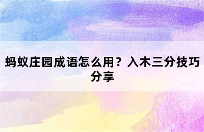 蚂蚁庄园成语怎么用？入木三分技巧分享