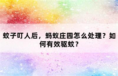 蚊子叮人后，蚂蚁庄园怎么处理？如何有效驱蚊？