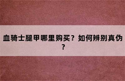 血骑士腿甲哪里购买？如何辨别真伪？