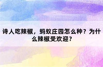 诗人吃辣椒，蚂蚁庄园怎么种？为什么辣椒受欢迎？